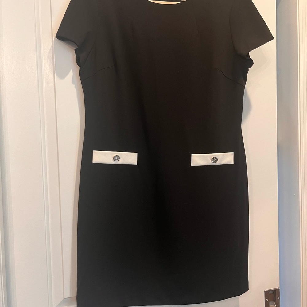 Tommy Hilfiger Black Midi Sheath Dress Crew Neck